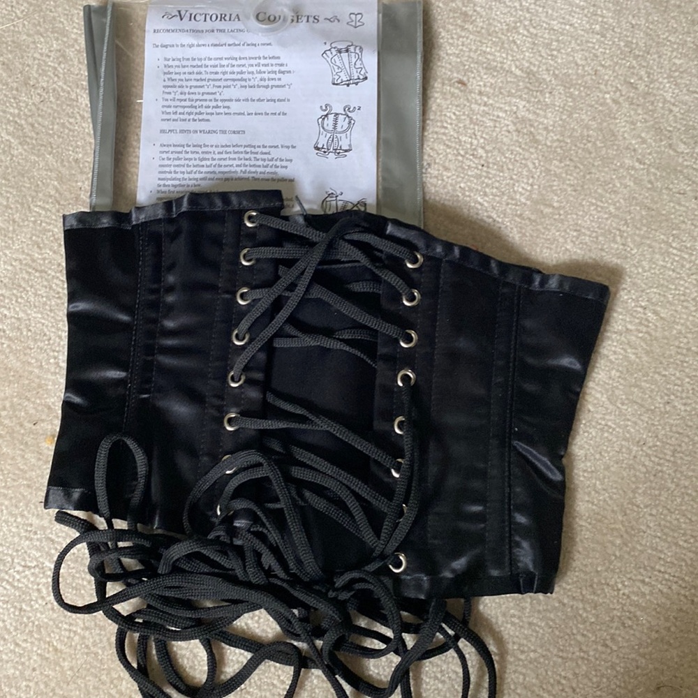 NIP Victoria Black Corset, Black Satin